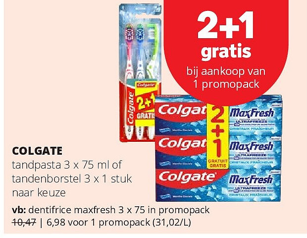 COLGATE dentifrice maxfresh 3 x 75 in promopack