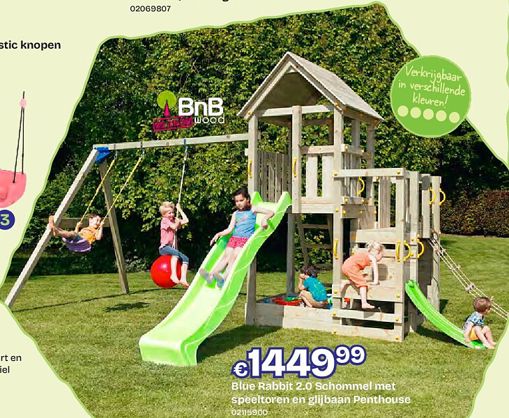 Blue Rabbit 2.0 Schommel met speeltoren en glijbaan Penthouse