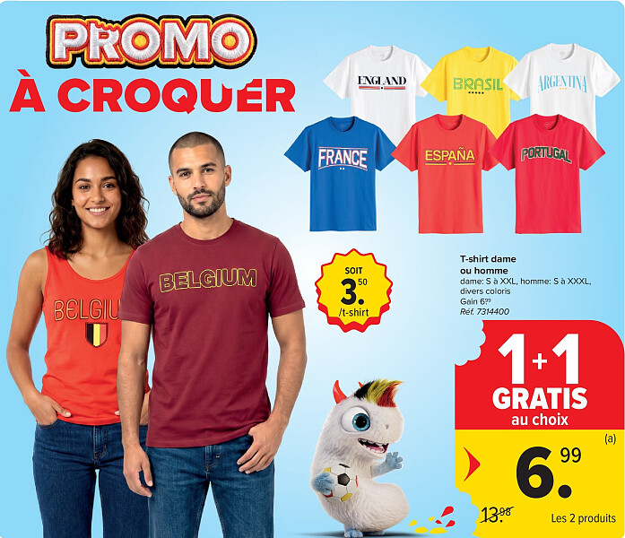 T-shirt dame ou homme 2 produits