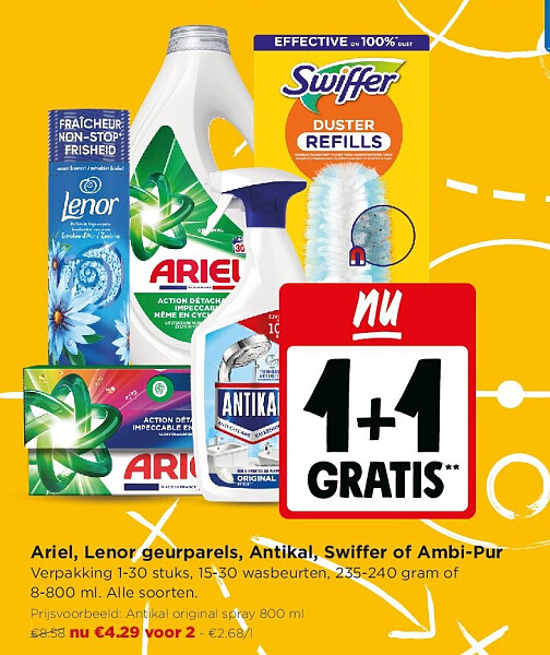 Ariel, Lenor geurparels, Antikal, Swiffer of Ambi-Pur
