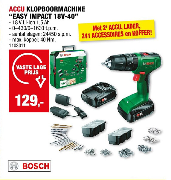 ACCU KLOPBOORMACHINE “EASY IMPACT 18V-40”