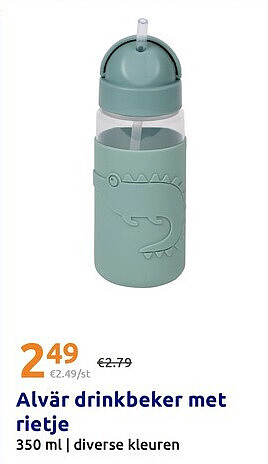 Alvär drinkbeker met rietje