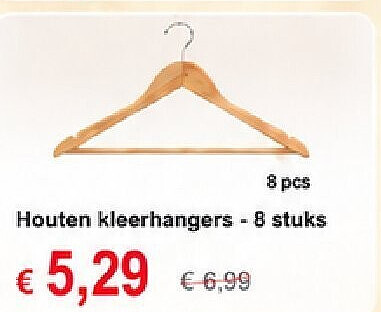 Houten kleerhangers - 8 stuks