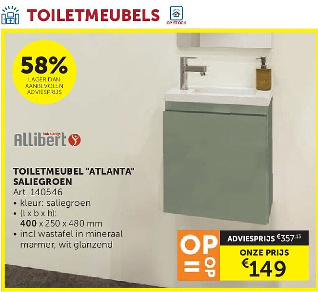 TOILETMEUBEL "ATLANTA" SALIEGROEN