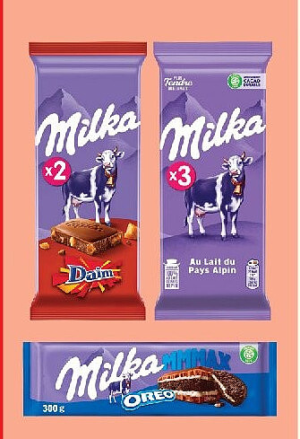 Gamme de tablettes de chocolat Milka
