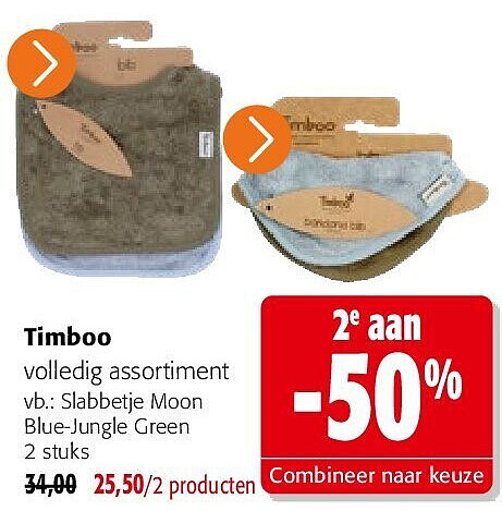 Timboo Slabbetje Moon Blue-Jungle Green 2 stuks