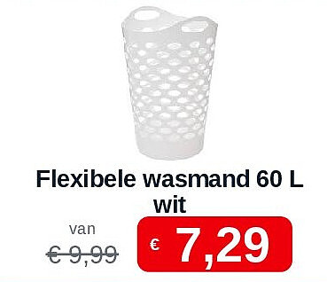 Flexibele wasmand 60 L wit