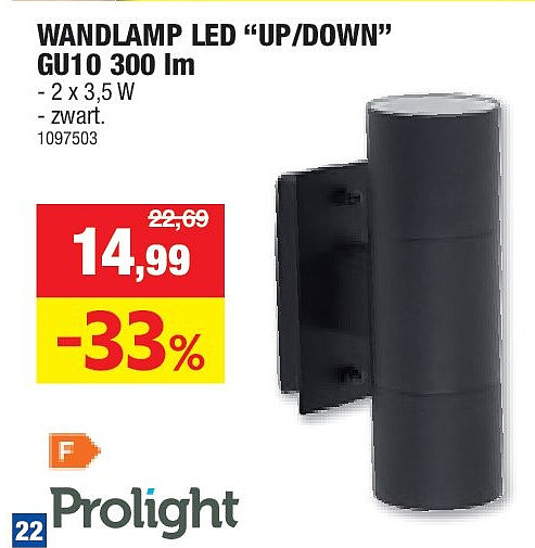 WANDLAMP LED “UP/DOWN” GU10 300 lm
