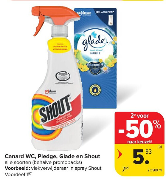 Canard WC, Pledge, Glade en Shout