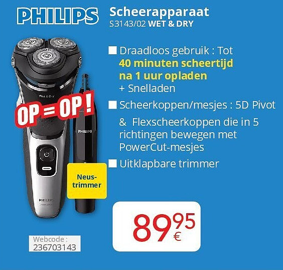 Philips Scheerapparaat S3143/02 WET & DRY