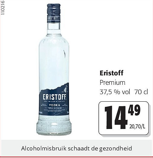 Eristoff Premium 37,5 % vol 70 cl