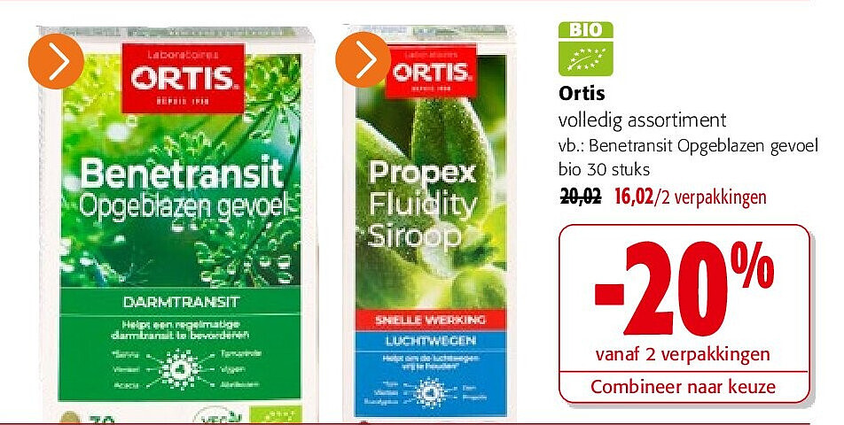 Ortis Benetransit Opgeblazen gevoel bio 30 stuks