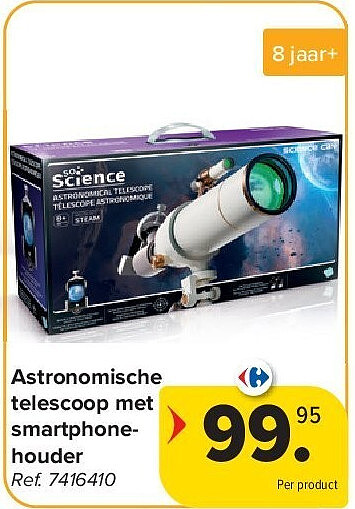 Astronomische telescoop met smartphonehouder