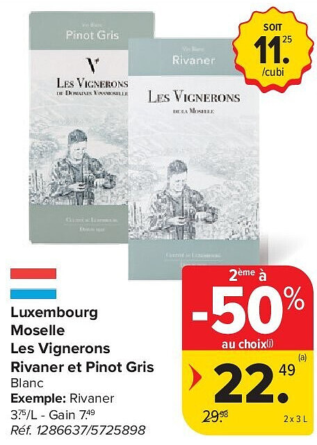 Luxembourg Moselle Les Vignerons Rivaner et Pinot Gris