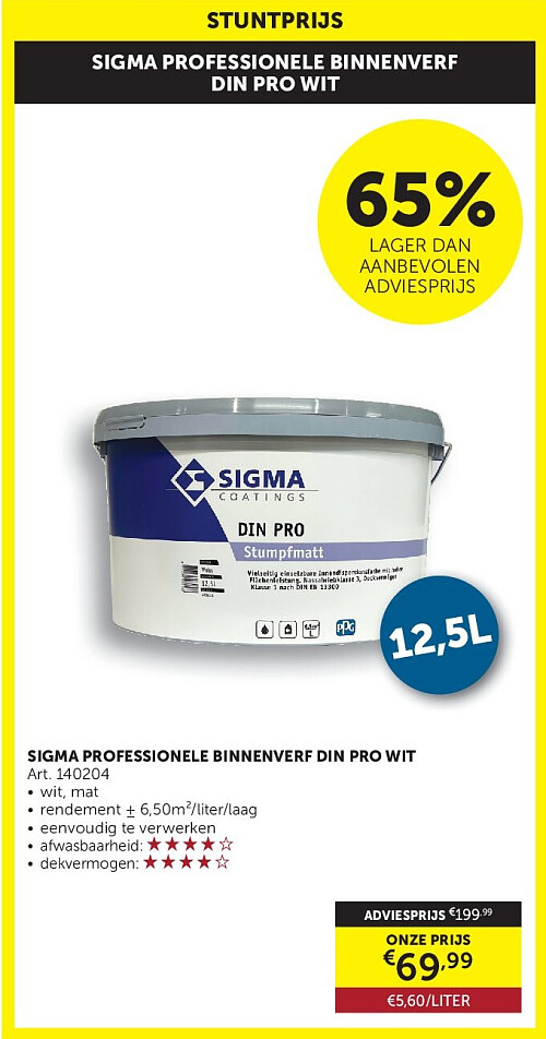 SIGMA PROFESSIONELE BINNENVERF DIN PRO WIT