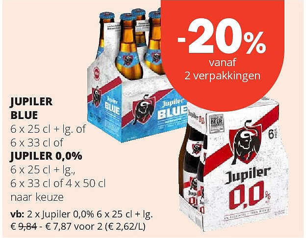 Jupiler 0,0% 6 x 25 cl + lg.