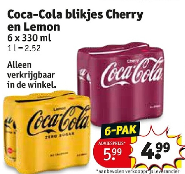 Coca-Cola blikjes Cherry en Lemon