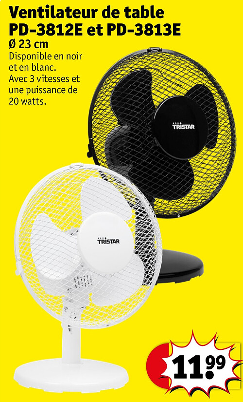 Ventilateur de table PD-3812E et PD-3813E Ø 23 cm