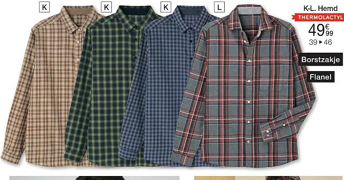 Geruit hemd in flanel, Thermolactyl (K)