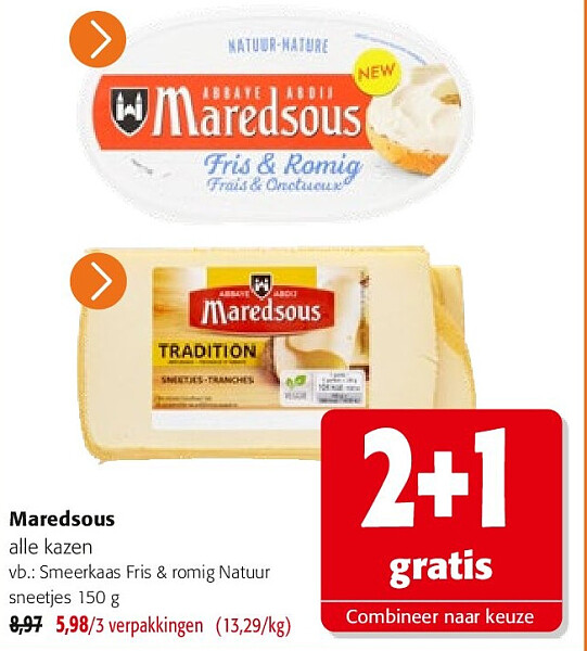 Maredsous Smeerkaas Fris & romig Natuur sneetjes 150 g