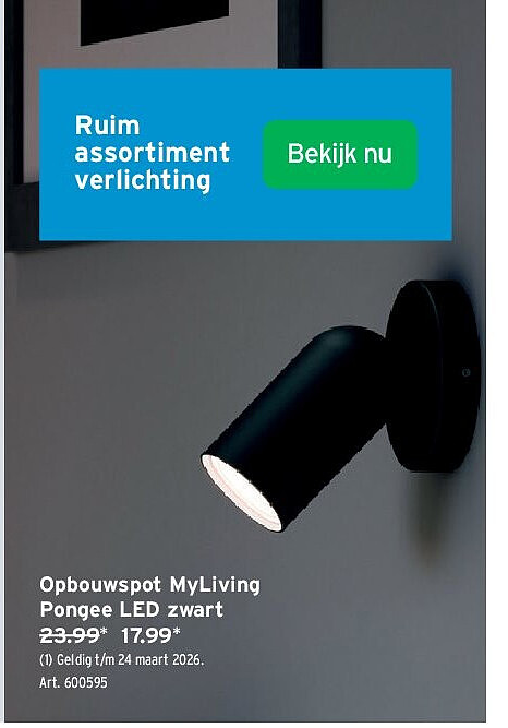 Opbouwspot MyLiving Pongee LED zwart