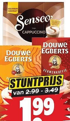 Douwe Egberts oploskoffie of Senseo cappuccino