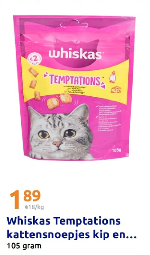 Whiskas Temptations kattensnoepjes kip en kaas