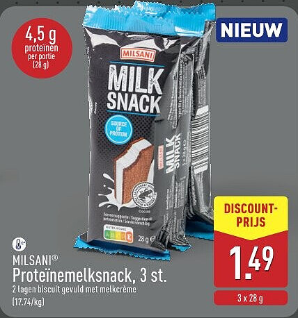 Proteïnemelksnack, 3st.