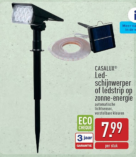 Led schijnwerper of ledstrip op zonne-energie