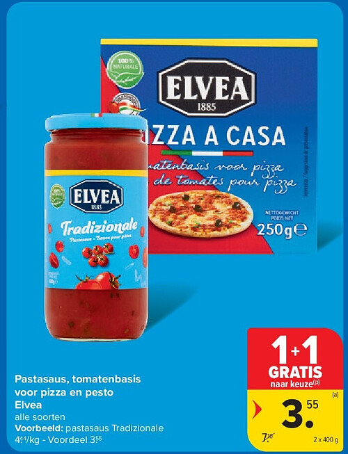 Pastasaus, tomatenbasis voor pizza en pesto Elvea