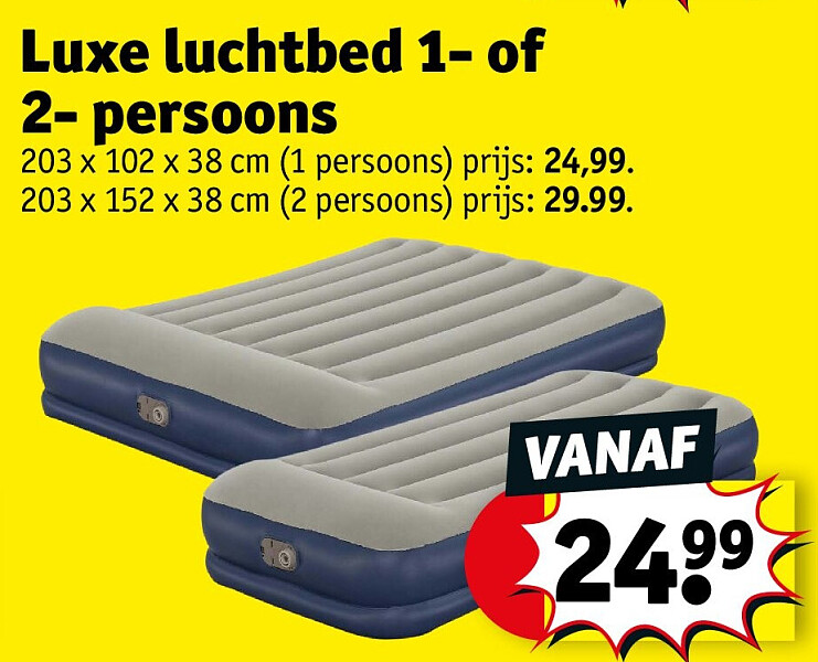 Luxe luchtbed 1- of 2- persoons