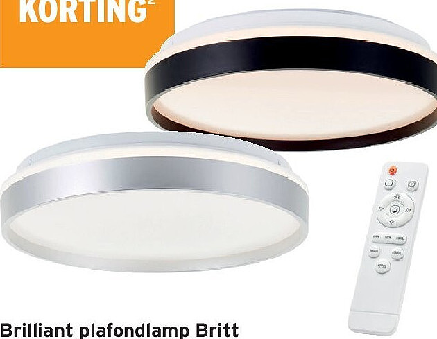 Brilliant plafondlamp Britt - wit of zwart