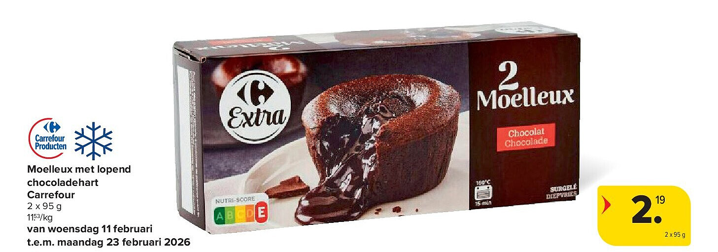 Moelleux met lopend chocoladehart Carrefour