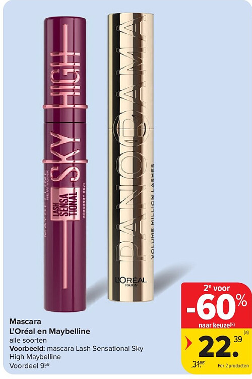 Mascara L’Oréal en Maybelline
