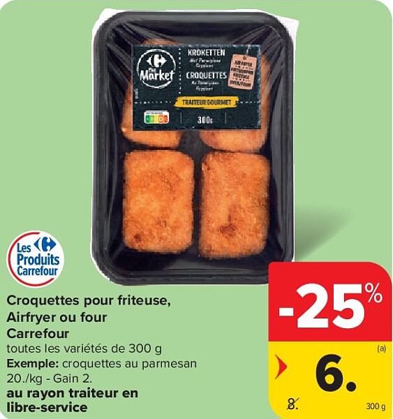 Croquettes pour friteuse, Airfryer ou four Carrefour 300 g