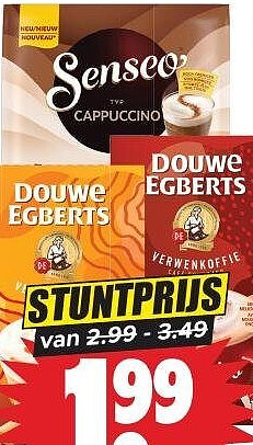 Douwe Egberts oploskoffie of Senseo cappuccino