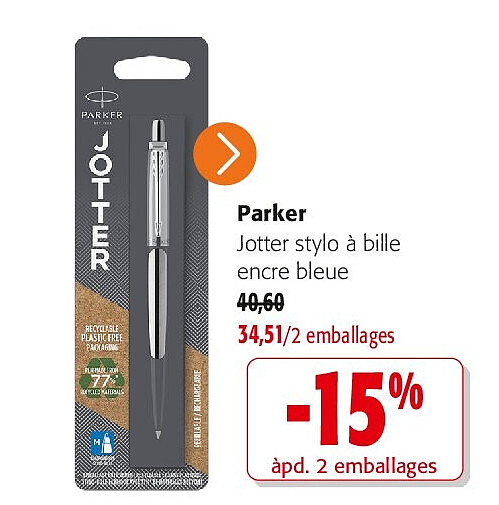 Parker Jotter stylo à bille encre bleue