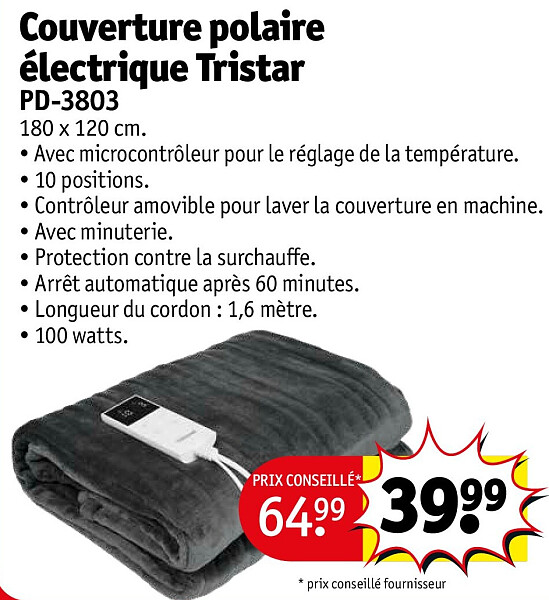 Couverture polaire électrique Tristar PD-3803