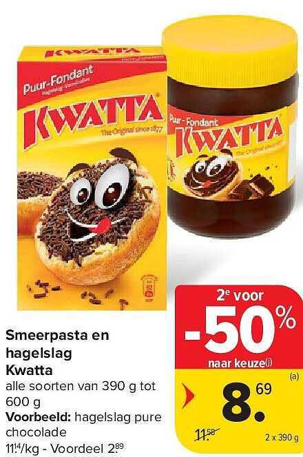 Smeerpasta en hagelslag Kwatta