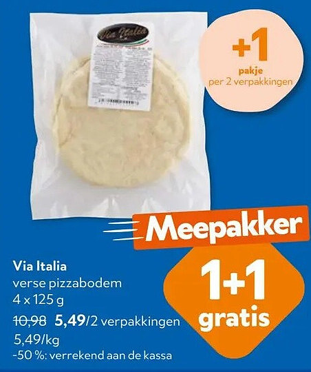 Via Italia verse pizzabodem 4 x 125 g
