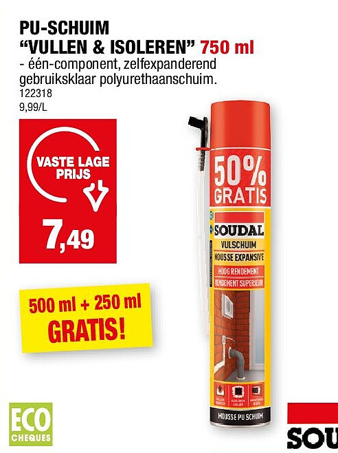 PU-SCHUIM “VULLEN & ISOLEREN” 750 ml