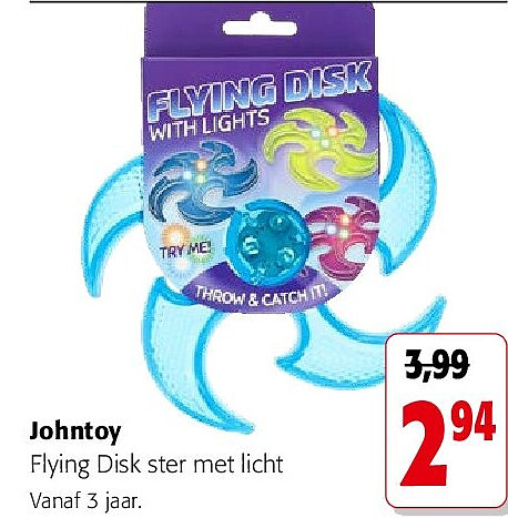 Johntoy Flying Disk ster met licht Vanaf 3 jaar