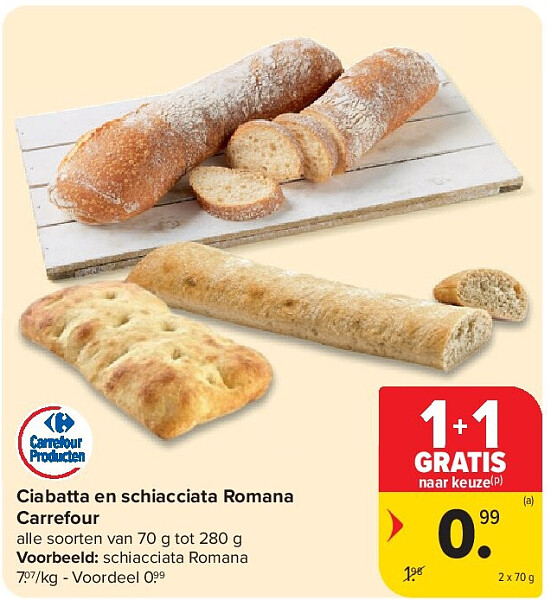 Ciabatta en schiacciata Romana Carrefour