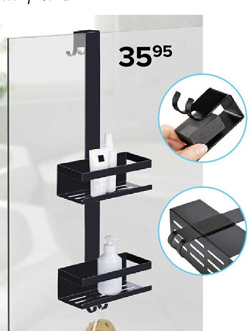 Douche caddy BRIBANO RVS zwart 23 x 71 x 18 cm