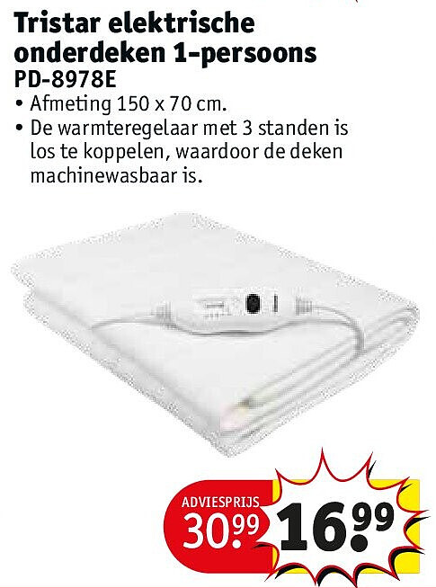 Tristar elektrische onderdeken 1-persoons