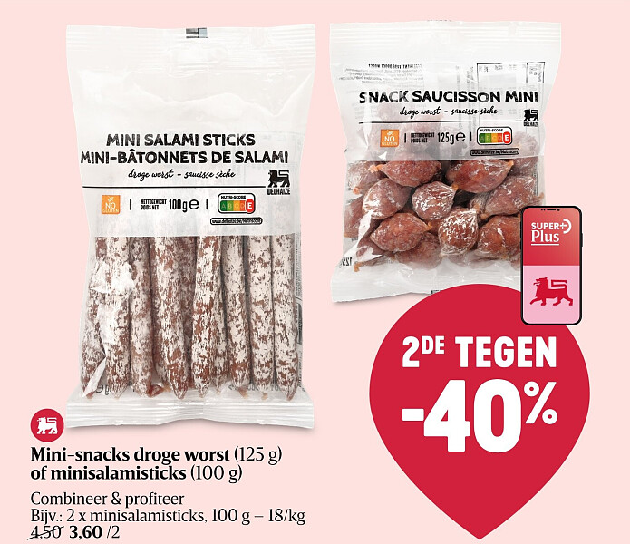 Mini-snacks droge worst (125 g) of minisalamisticks (100 g