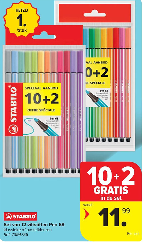 Set van 12 viltstiften Pen 68