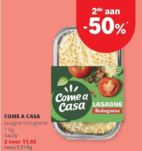 COME A CASA lasagne bolognese 1 kg