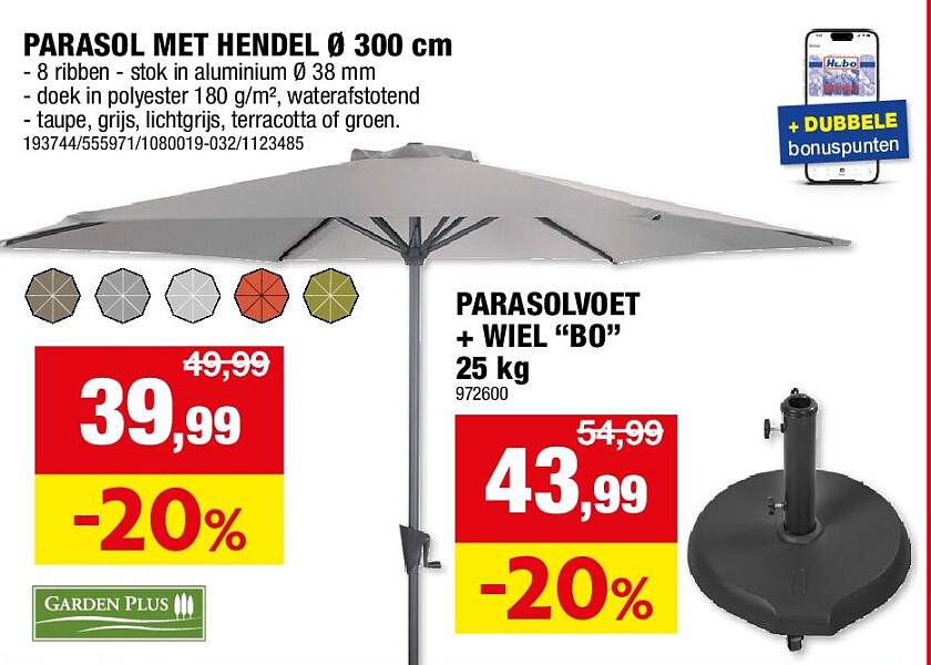 PARASOL MET HENDEL Ø 300 cm