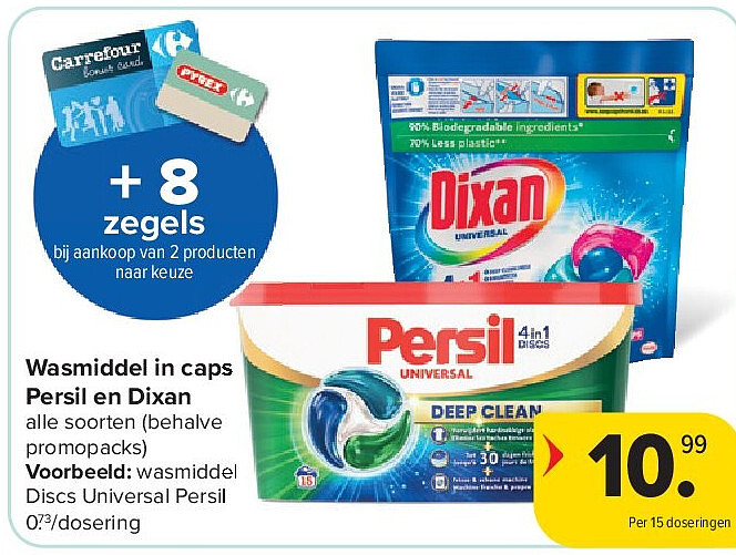 Wasmiddel in caps Persil en Dixan